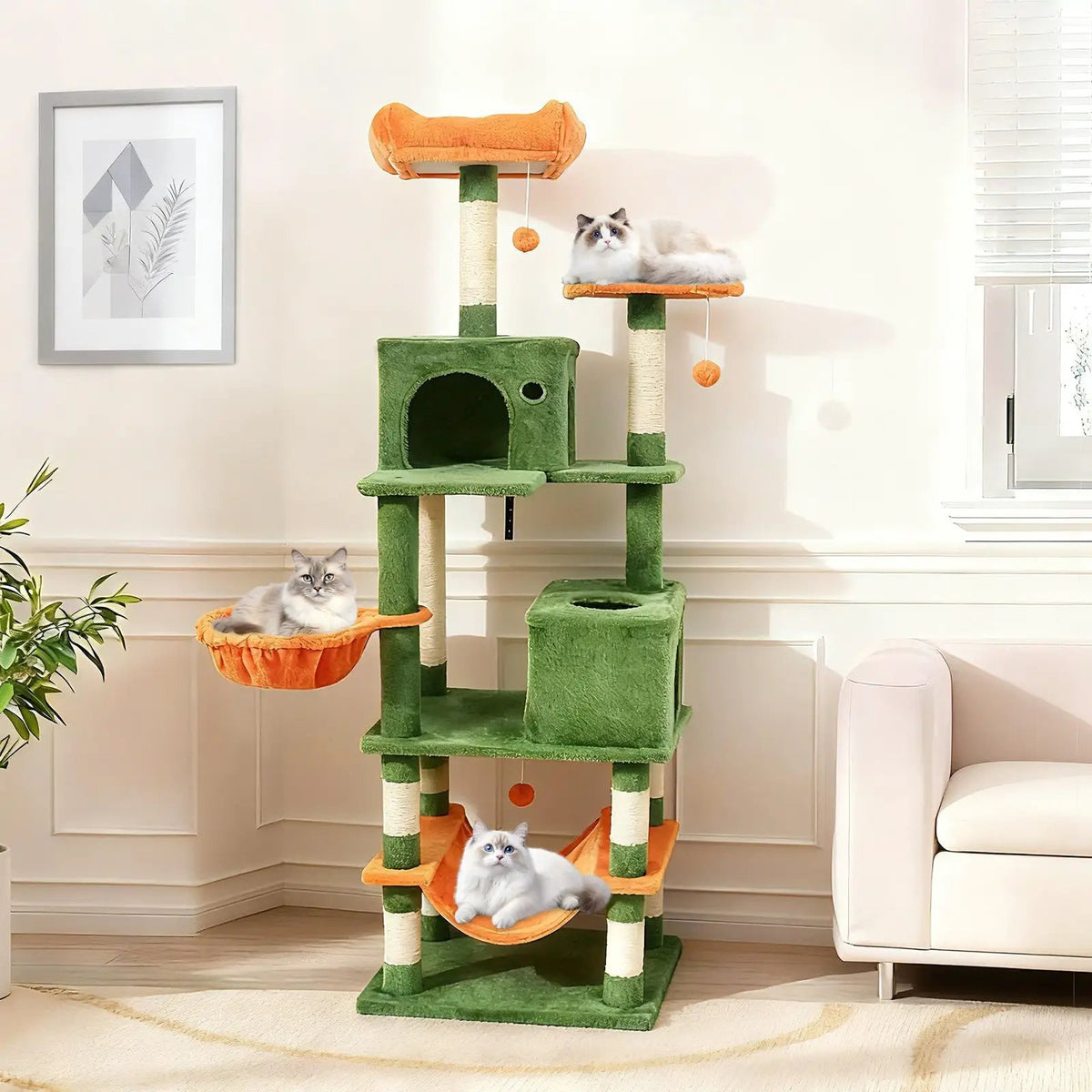 66 Inch Tall Cat Tree Multi-Level Cat Tower with 2 Condos Sisal Scratching Posts, photo 4 of 32