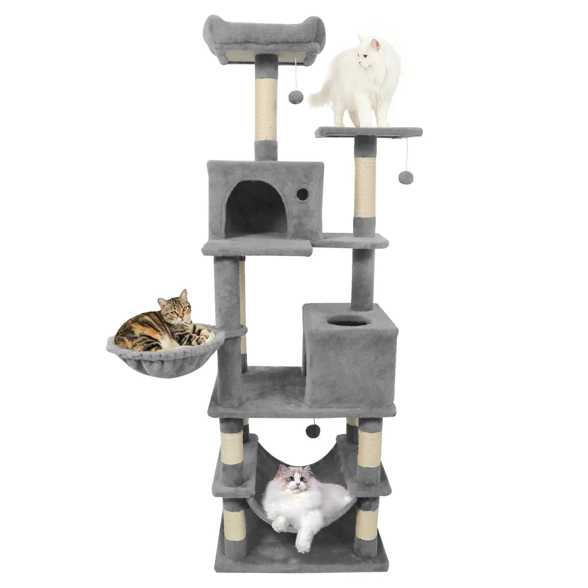 66 Inch Tall Cat Tree Multi-Level Cat Tower with 2 Condos Sisal Scratching Posts, photo 14 of 32