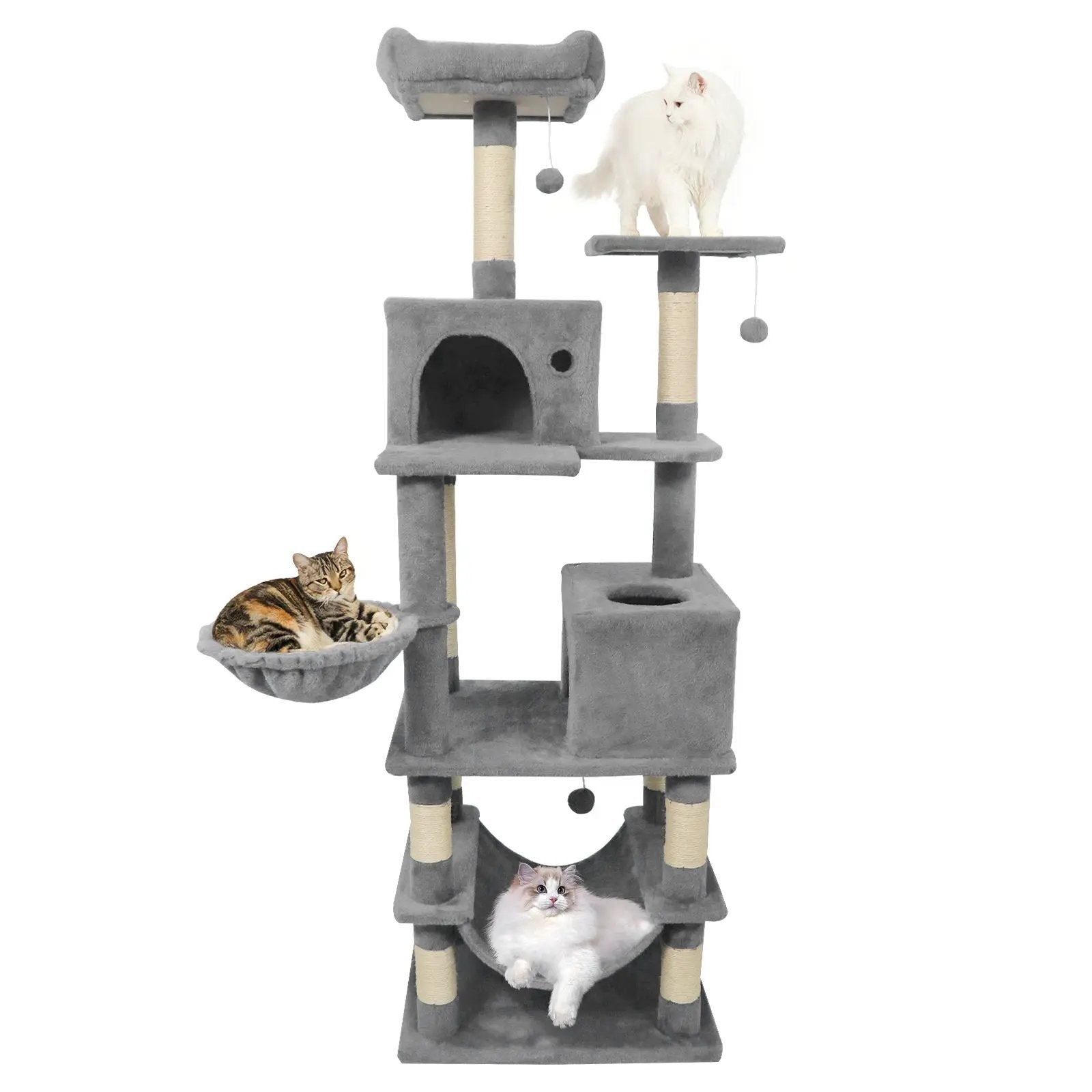 66 Inch Tall Cat Tree Multi-Level Cat Tower with 2 Condos Sisal Scratching Posts by DirectDeals