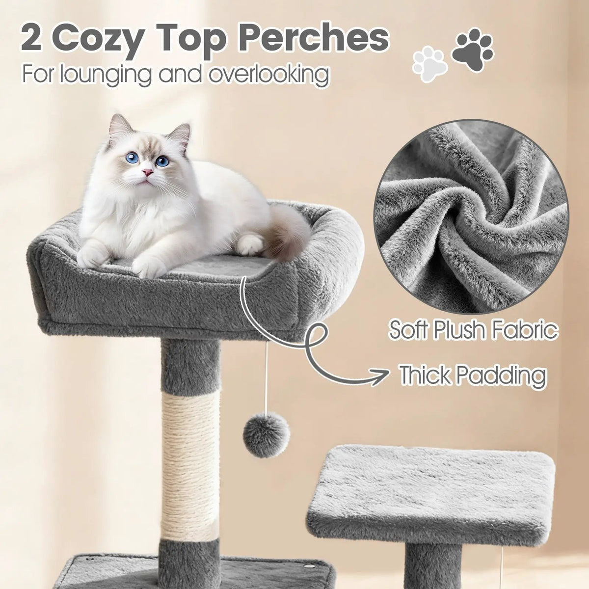 66 Inch Tall Cat Tree Multi-Level Cat Tower with 2 Condos Sisal Scratching Posts, photo 22 of 32