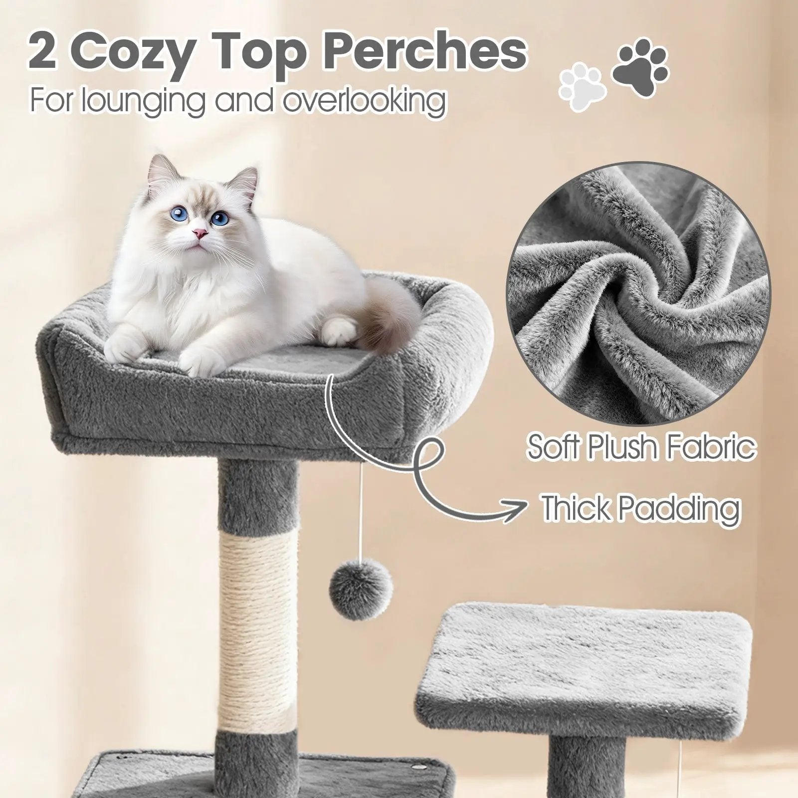66 Inch Tall Cat Tree Multi-Level Cat Tower with 2 Condos Sisal Scratching Posts by DirectDeals