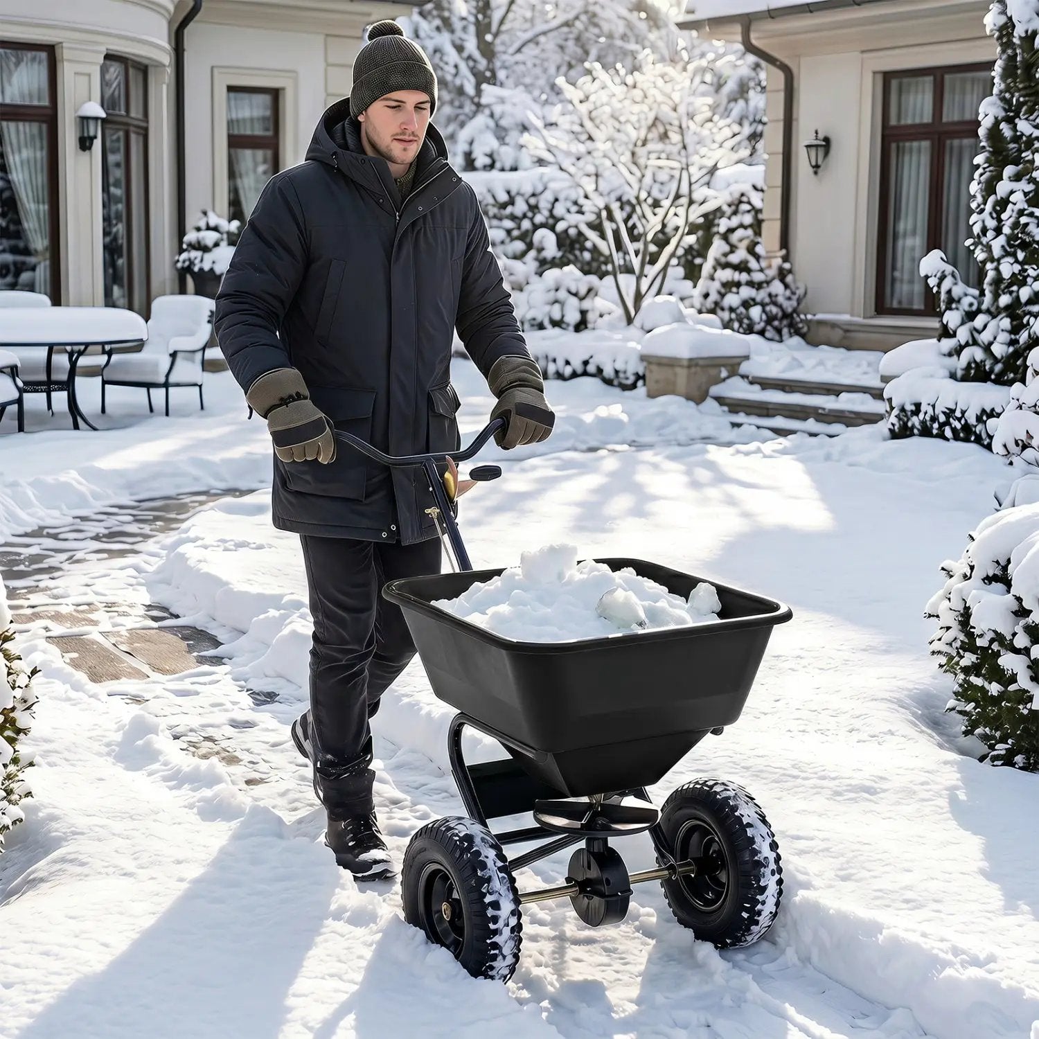 Walk-Behind Broadcast Spreader 66 LBS with 13" Tires by DirectDeals