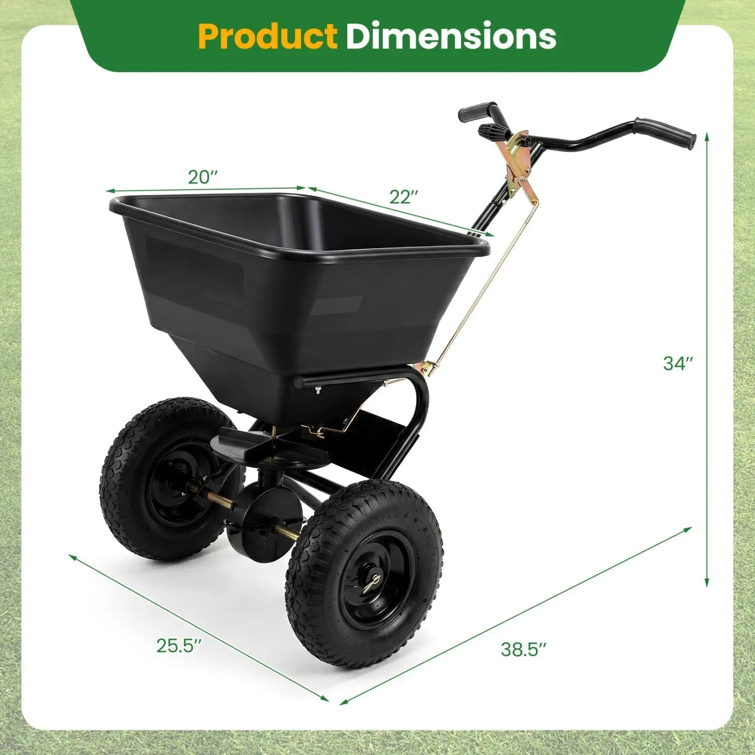 Walk-Behind Broadcast Spreader 66 LBS with 13" Tires by DirectDeals