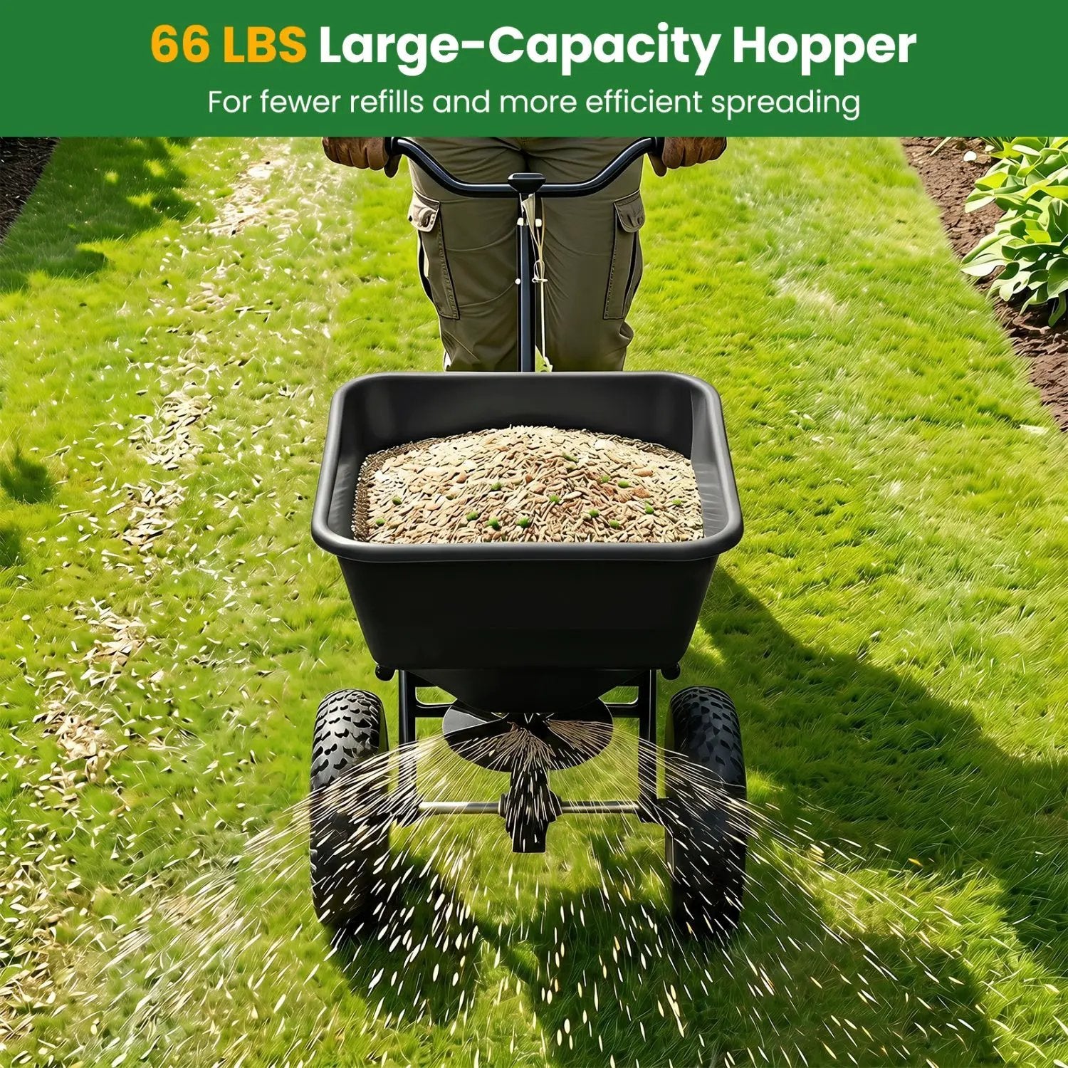 Walk-Behind Broadcast Spreader 66 LBS with 13" Tires by DirectDeals