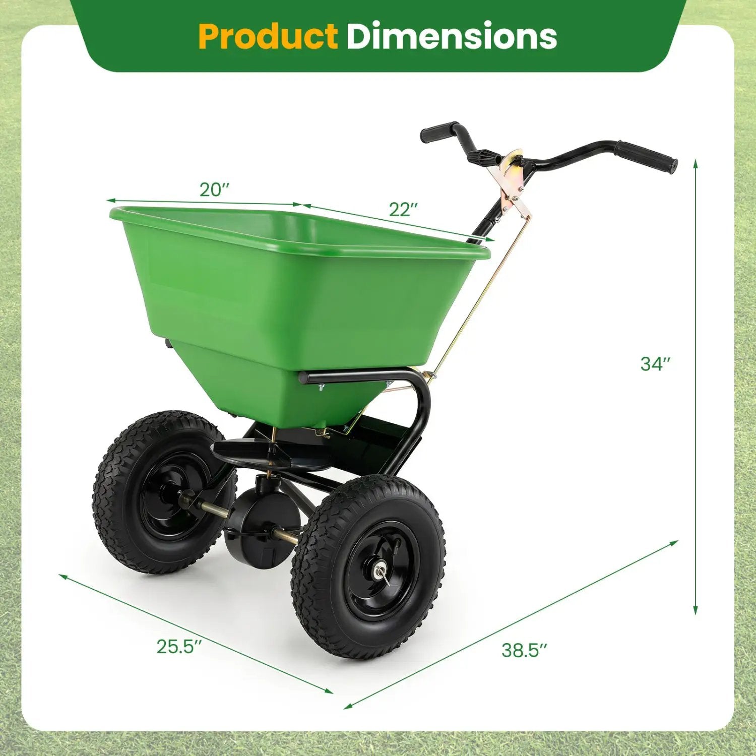 Walk-Behind Broadcast Spreader 66 LBS with 13" Tires by DirectDeals