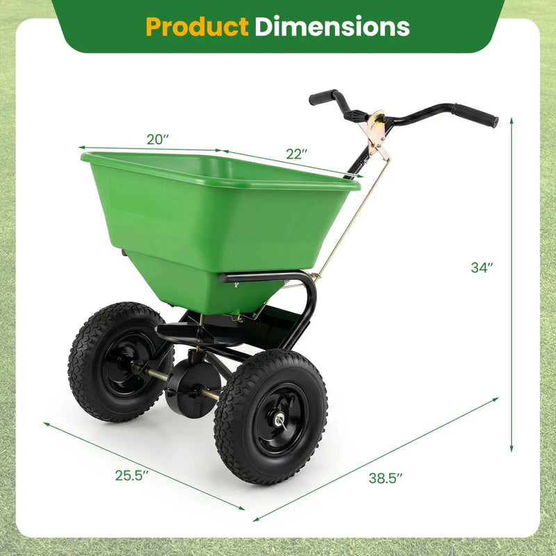Walk-Behind Broadcast Spreader 66 LBS with 13" Tires by DirectDeals