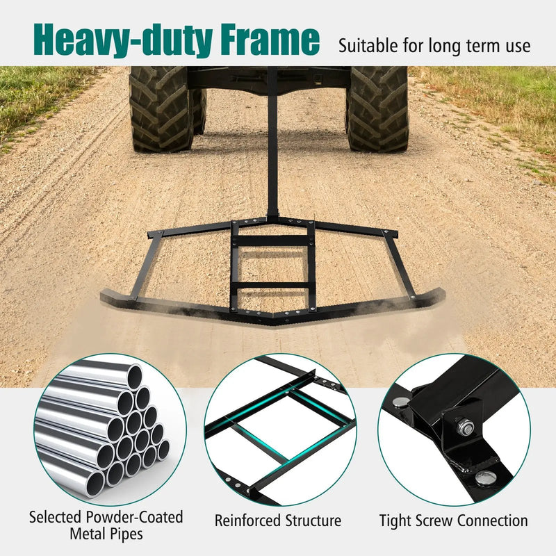 66" Wide Driveway Drag Tow Behind Landscape Leveling Rake with Reinforced Bars-Black by DirectDeals