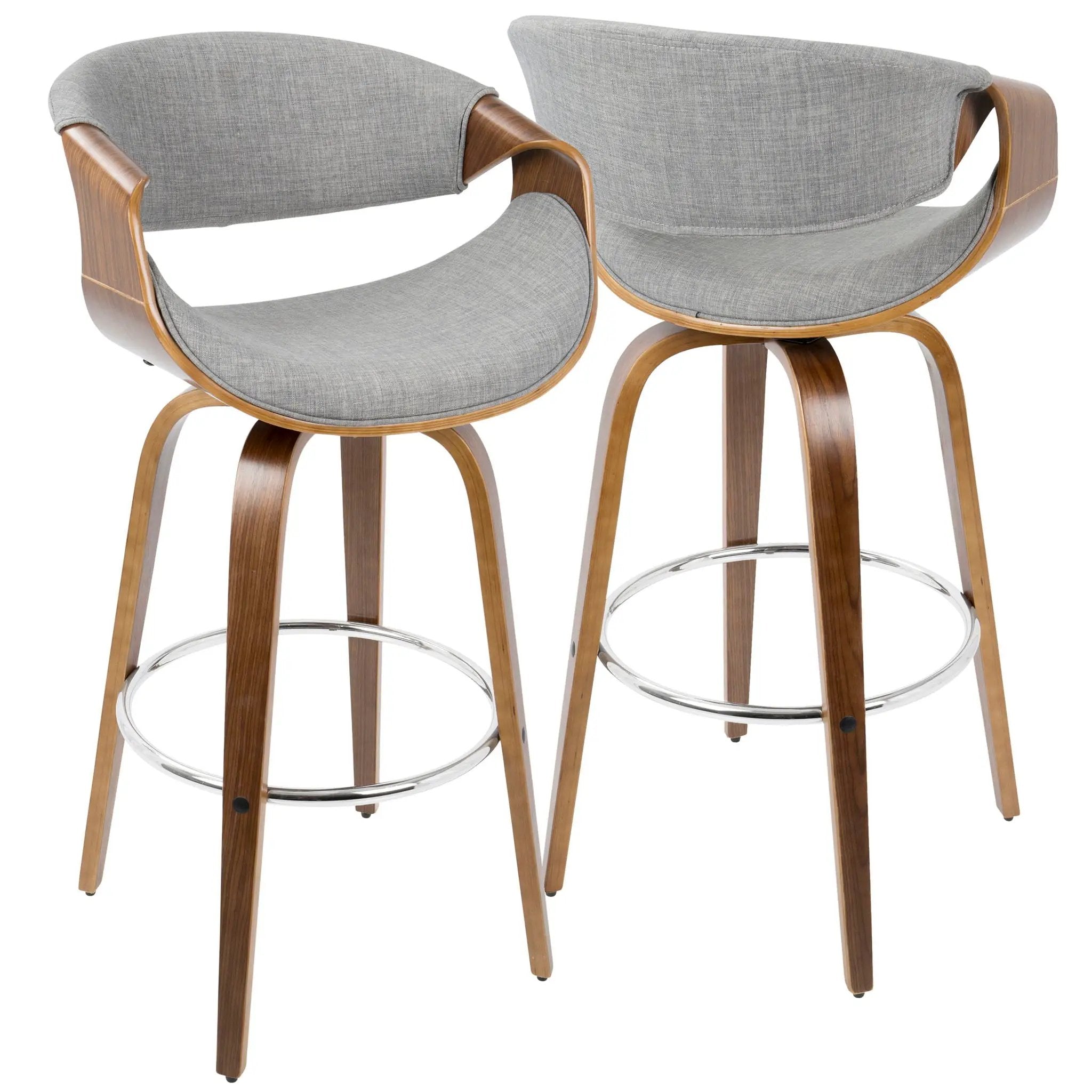 Curvini Mid - Century Modern Fixed Height Barstool With Swivel (Set of 2) by Unique Piece Furniture