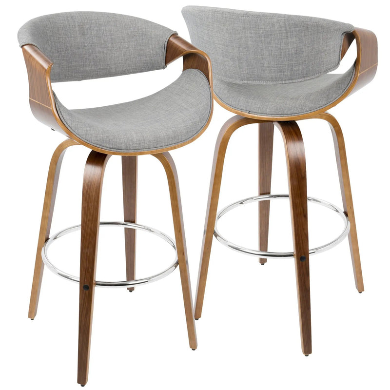 Curvini Mid - Century Modern Fixed Height Barstool With Swivel (Set of 2) by Unique Piece Furniture