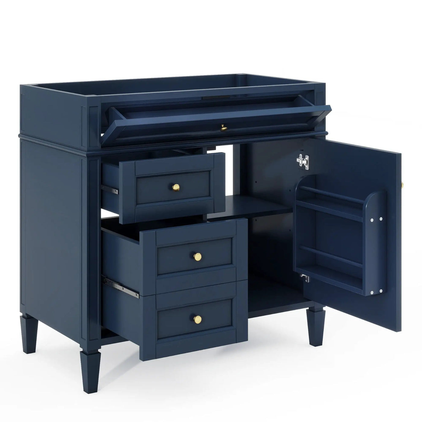Bathroom Vanity With 2 Drawers And Tip-Out Drawer, Storage Cabinet by HouseOfZazla