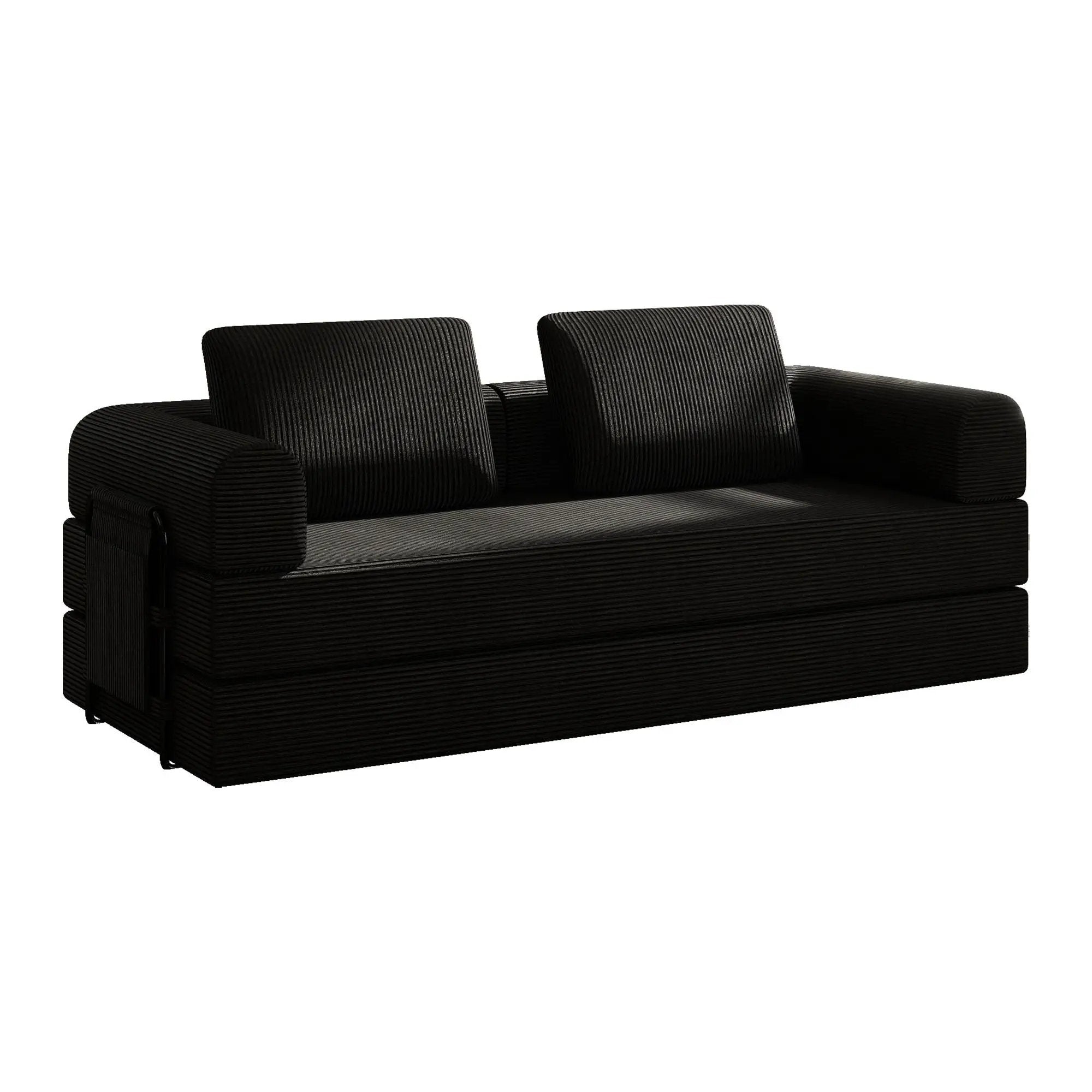 Convertible Sleeper Sofa Bed With Cylindrical Pillow, Fixed Shape Frame by Unique Piece Furniture