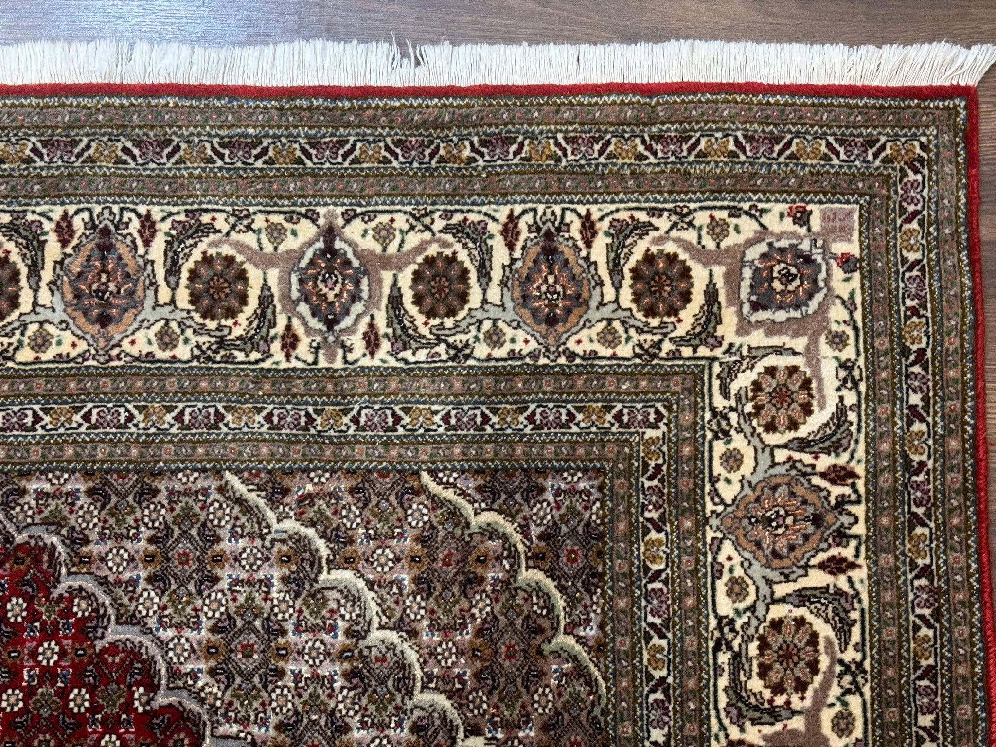 Persian Rug 5x7, Very Fine 330 KPSI, Red and Ivory, Herati Mahi Pattern, Wool & Silk by Jewel Rugs