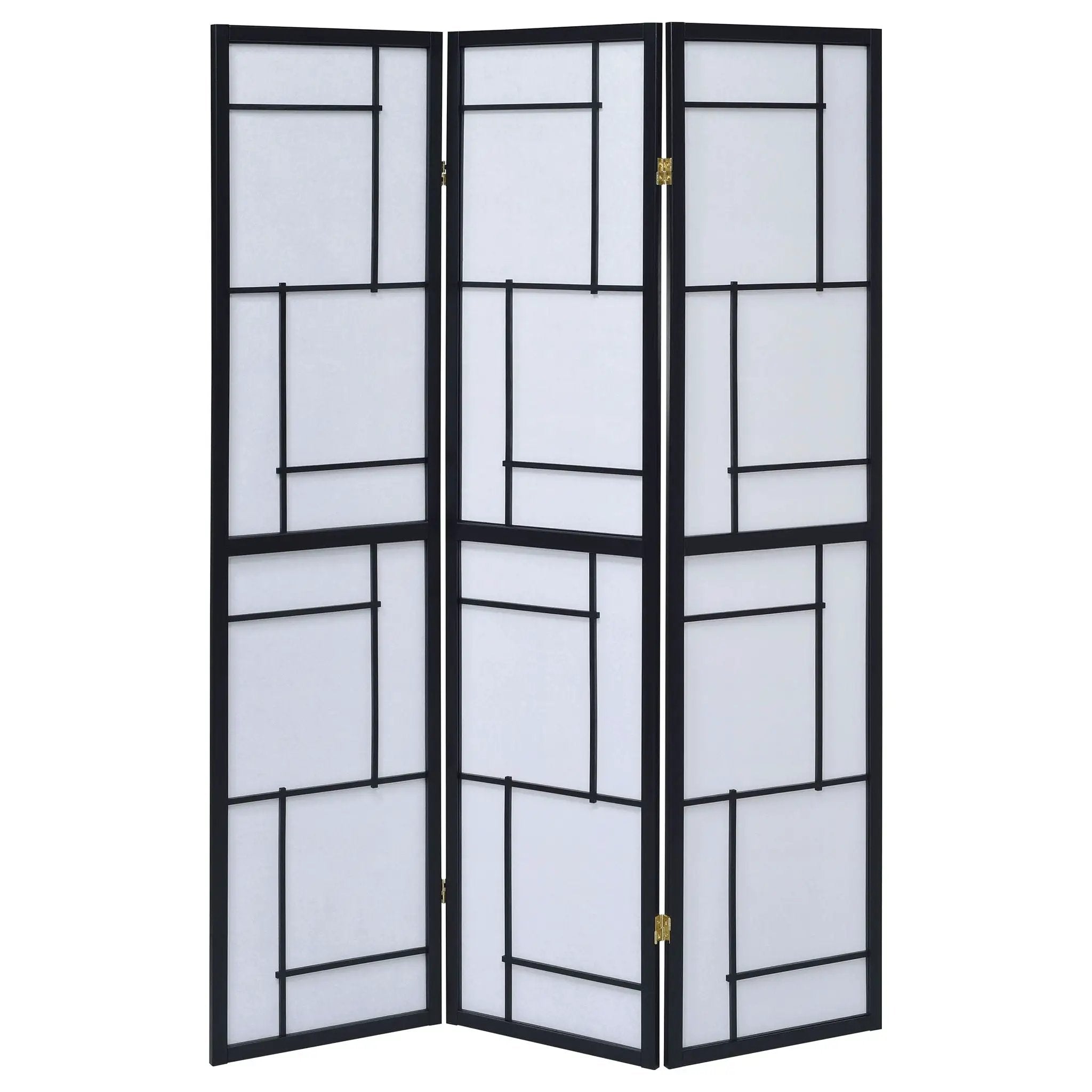 Damis 3-Panel Room Divider Folding Shoji Screen Black by Unique Piece Furniture