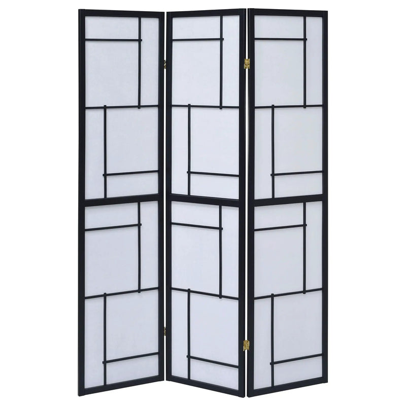 Damis 3-Panel Room Divider Folding Shoji Screen Black by Unique Piece Furniture