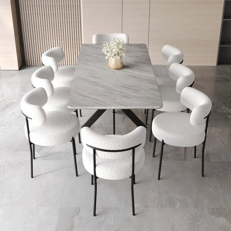 Extendable Dining Table Set With Curved Backrest Upholstered Chairs by Unique Piece Furniture