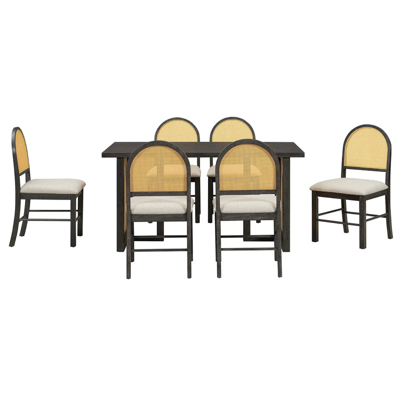 TREXM 7-Piece Farmhouse Dining Table Set for 6 by HouseOfZazla