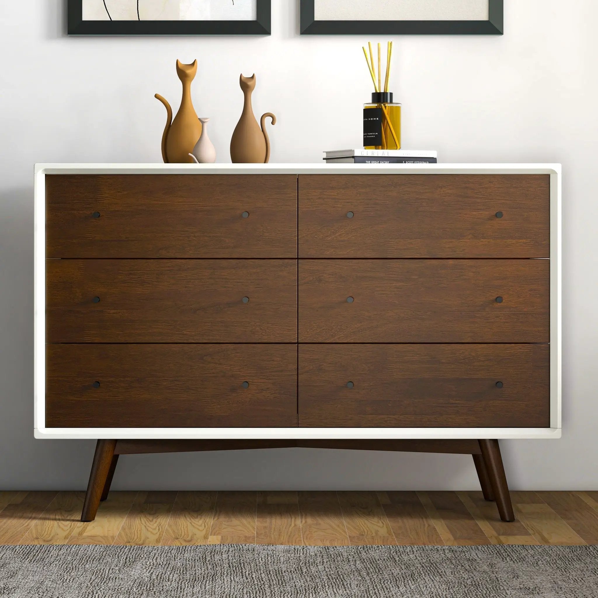 Dresser 6 Drawer - Dark Brown / White by HouseOfZazla