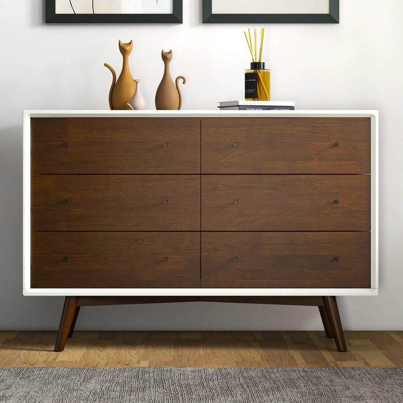 Dresser 6 Drawer - Dark Brown / White by HouseOfZazla