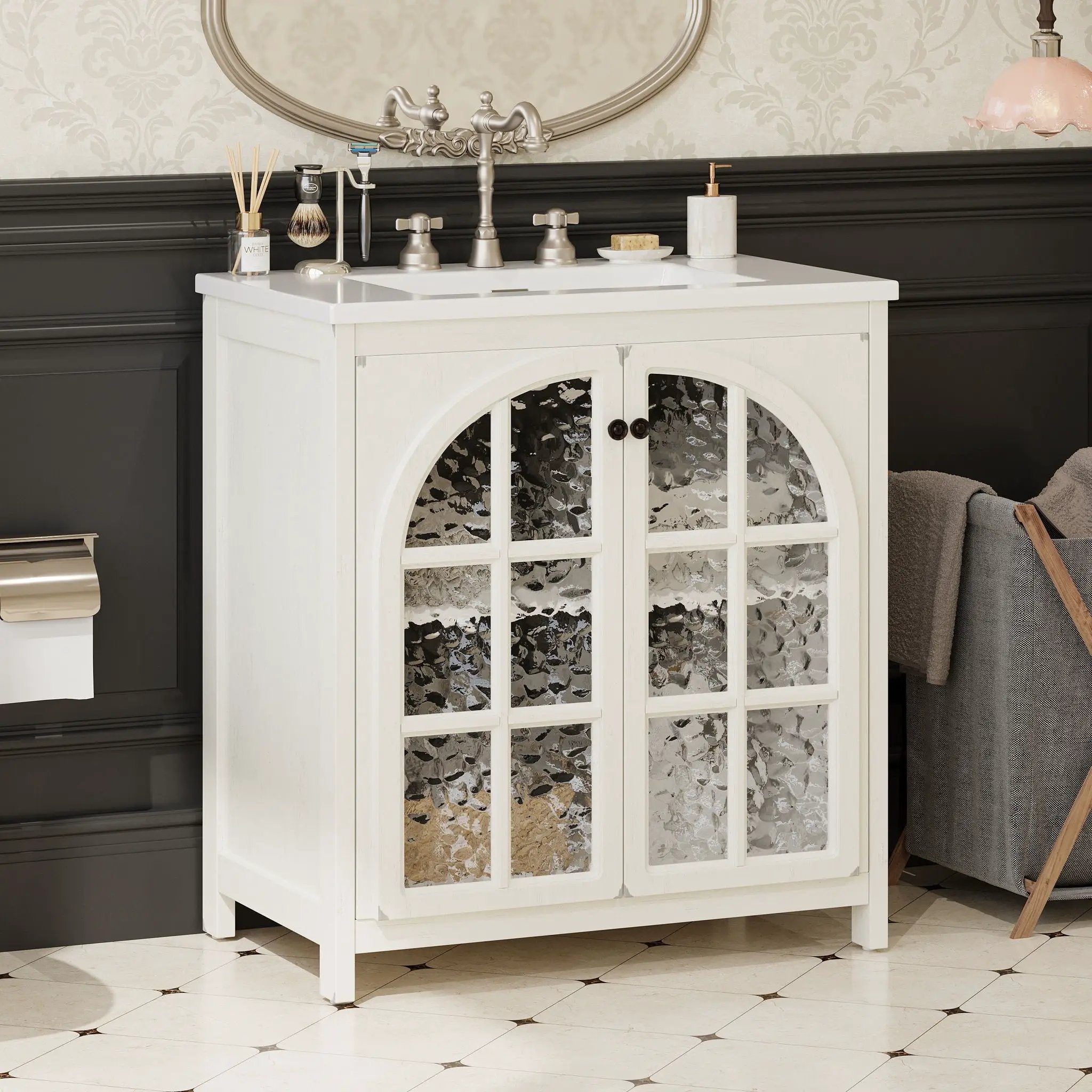 Vintage Farmhouse Bathroom Vanity with Ceramic Sink by HouseOfZazla