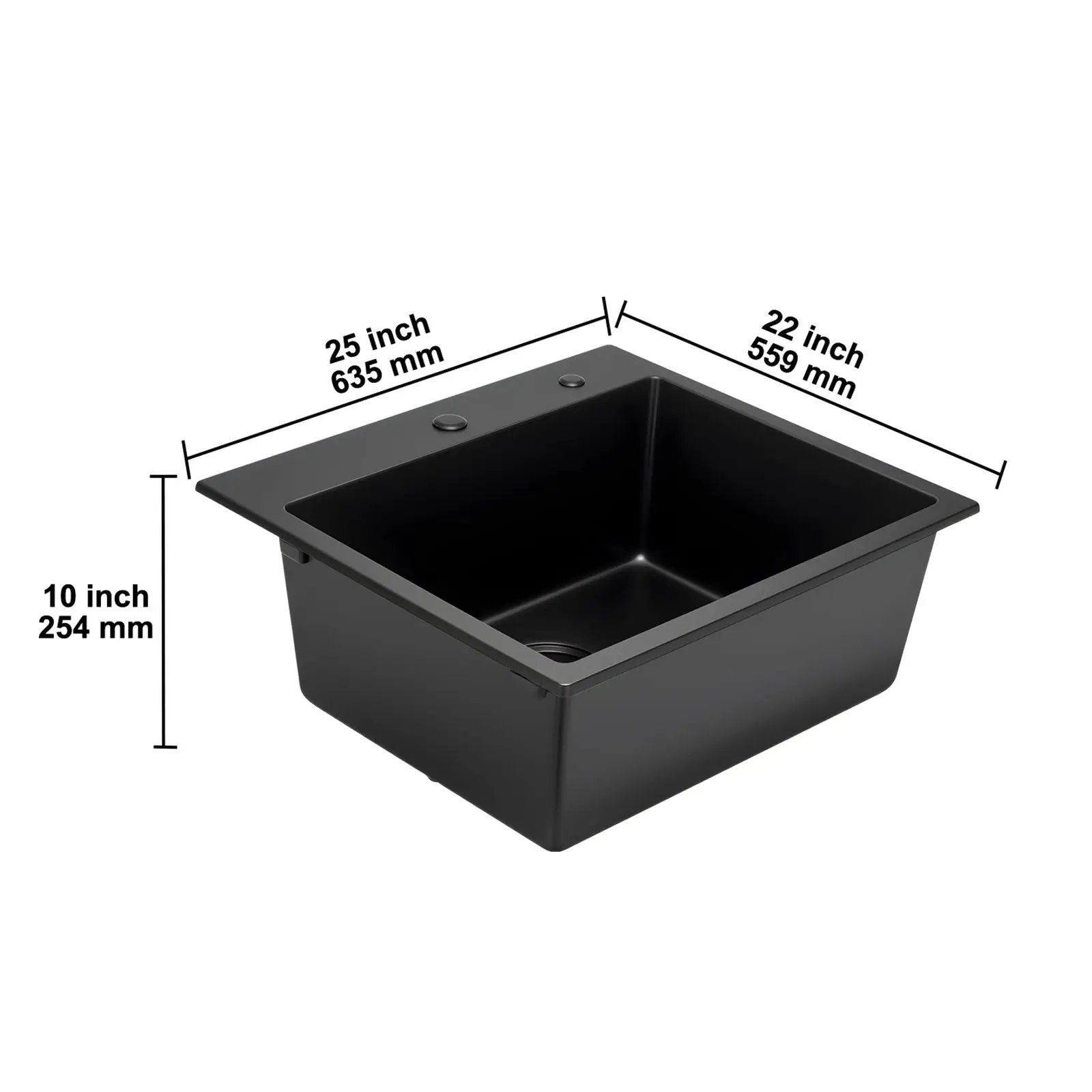 25 Inch Granite Kitchen Sink Top Mount Single Bowl Drop-In Basin for RV Bar by HouseOfZazla
