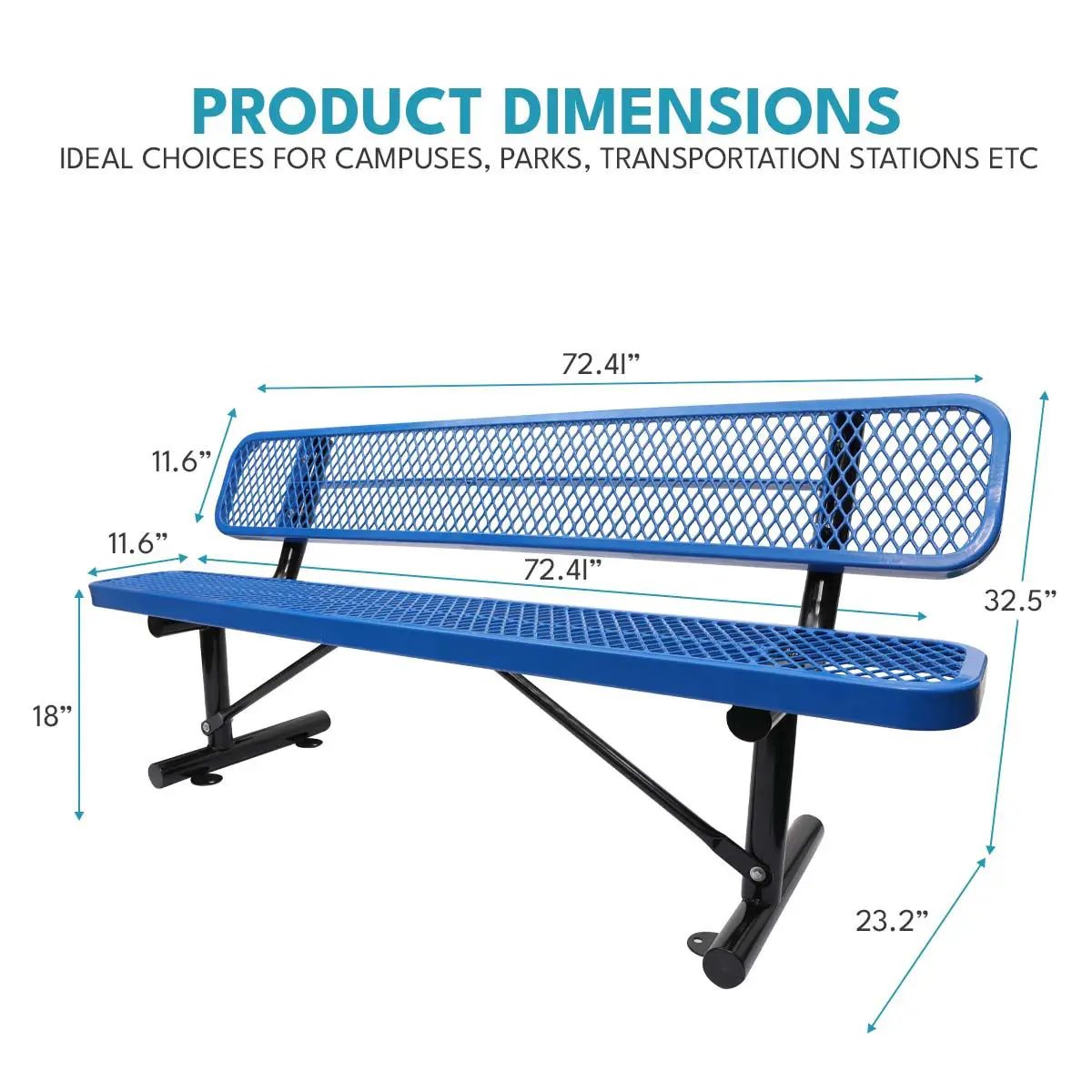 Outdoor Steel Bench With Backrest by Unique Piece Furniture
