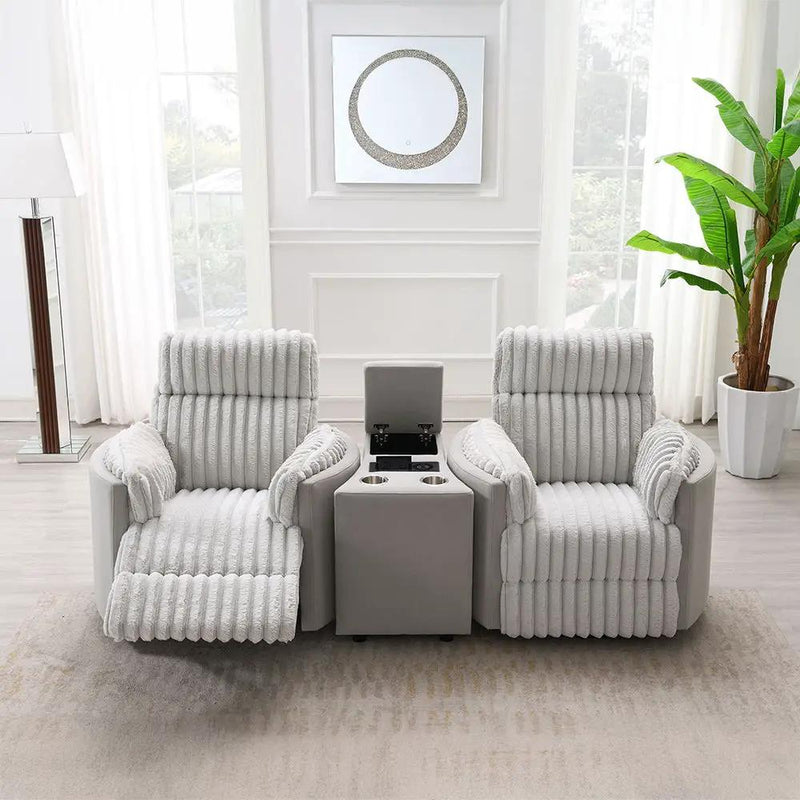 Emee - Glider Recliner With Swivel - Gray Corduroy by Unique Piece Furniture