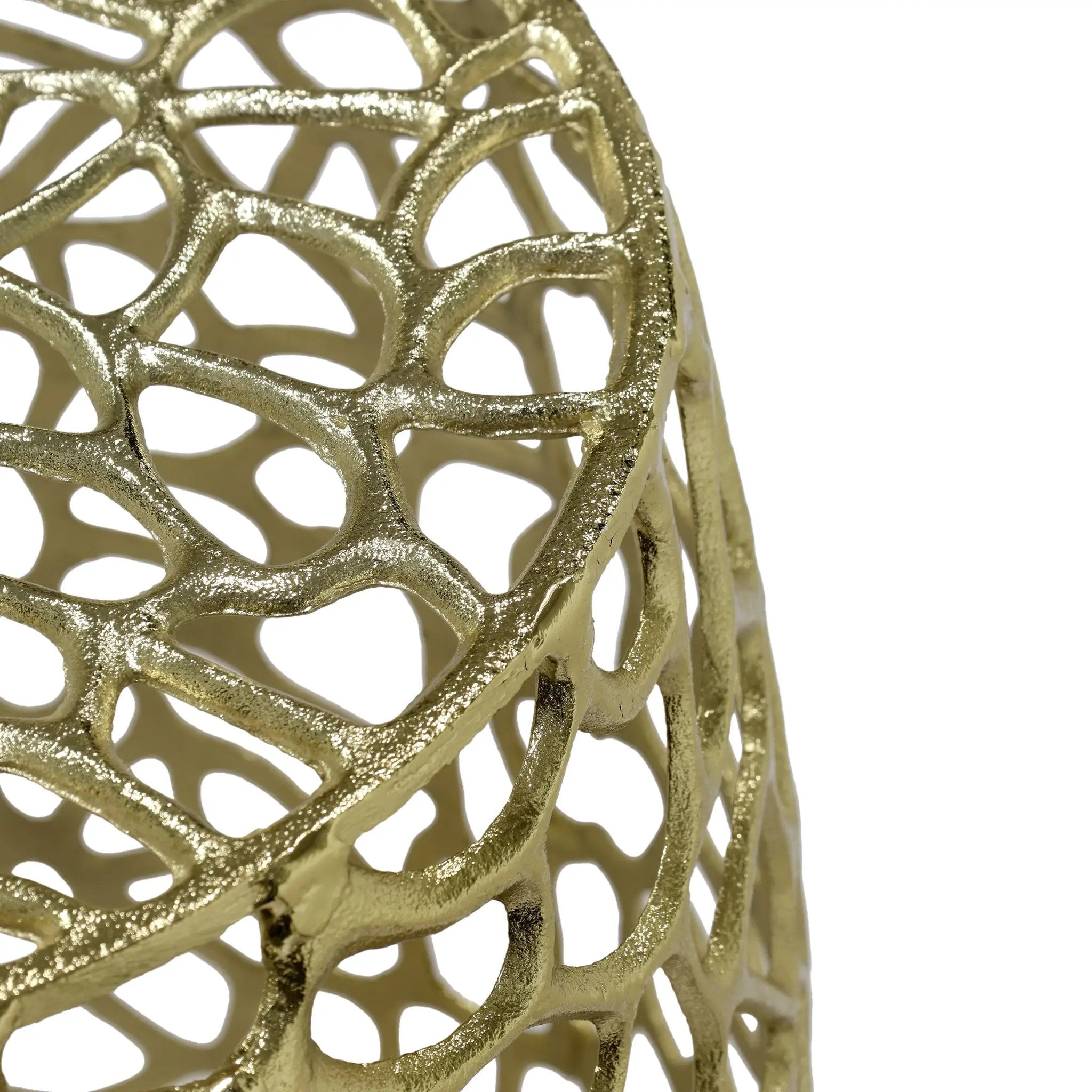 Aluminum Drum End Table with Intricate Design in Gold by HouseOfZazla