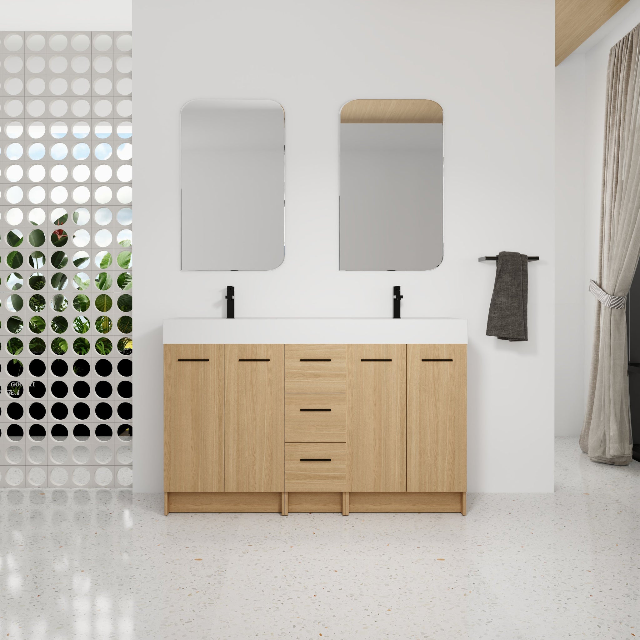 60" Double Sink Bathroom Vanity with 3 Drawers and Large Storage by HouseOfZazla