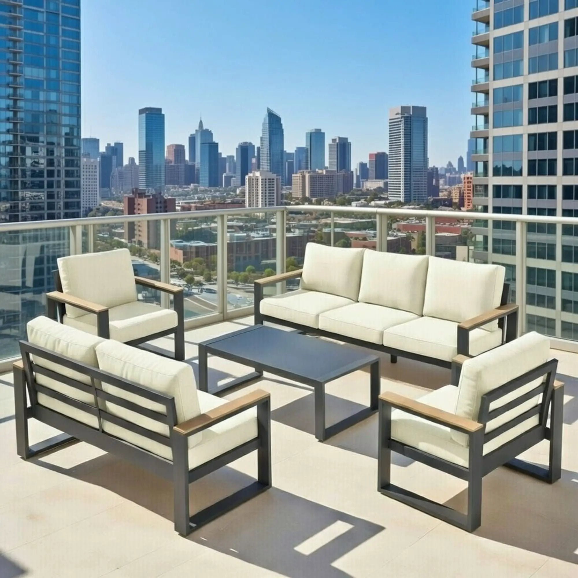 Modern Outdoor Sofa Set With Coffee Table by HouseOfZazla