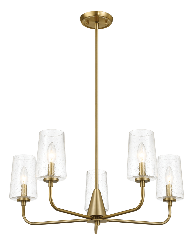 Dazzle Five Lights Chandelier With Clear Seeded Glass - Satin Brass by HouseOfZazla