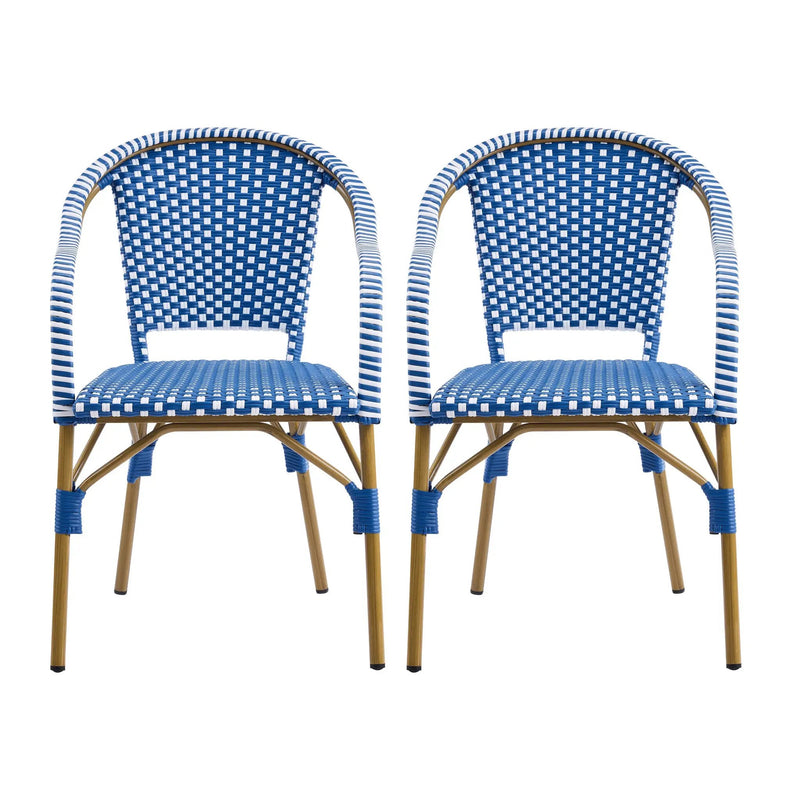 Outdoor Bistro Chairs Set of 2 with Aluminum Frame and PP Rattan by HouseOfZazla