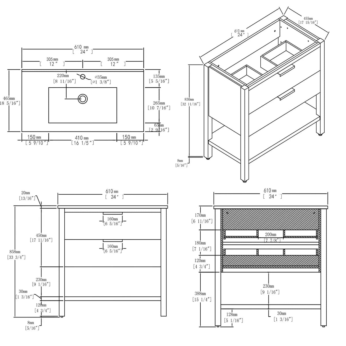 24 Inch Freestanding Bathroom Vanity with Sink by HouseOfZazla