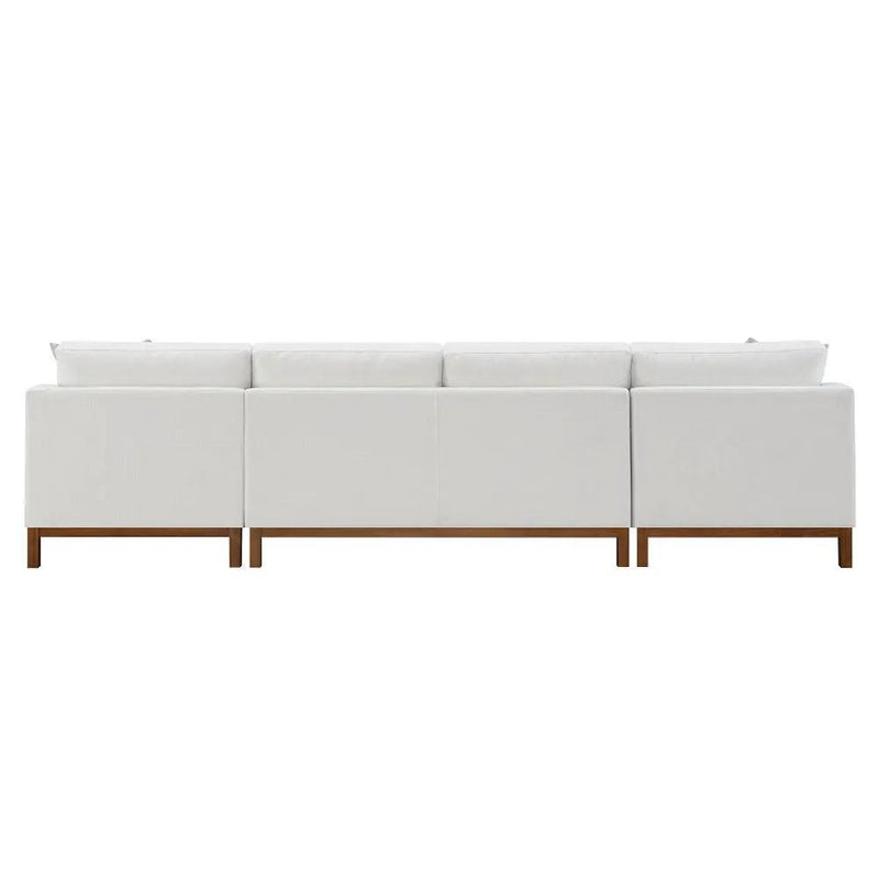 Valiant - Sectional Sofa With 4 Pillows - Ivory Chenille by Unique Piece Furniture