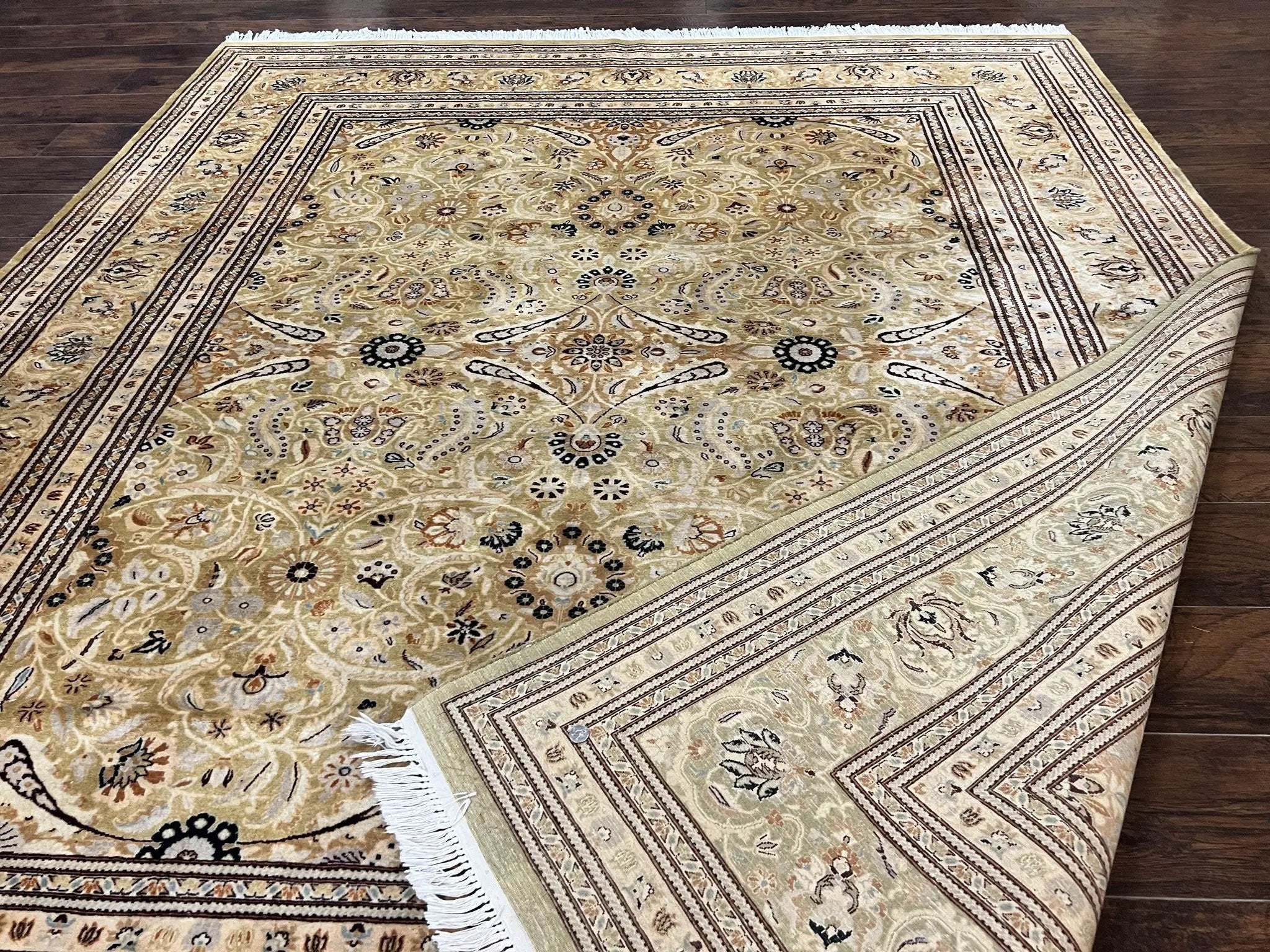 Pak Persian Rug 8x10, Wool Hand Knotted Vintage Carpet, Safavieh Rug, Gold Tan, 270 KPSI by Jewel Rugs