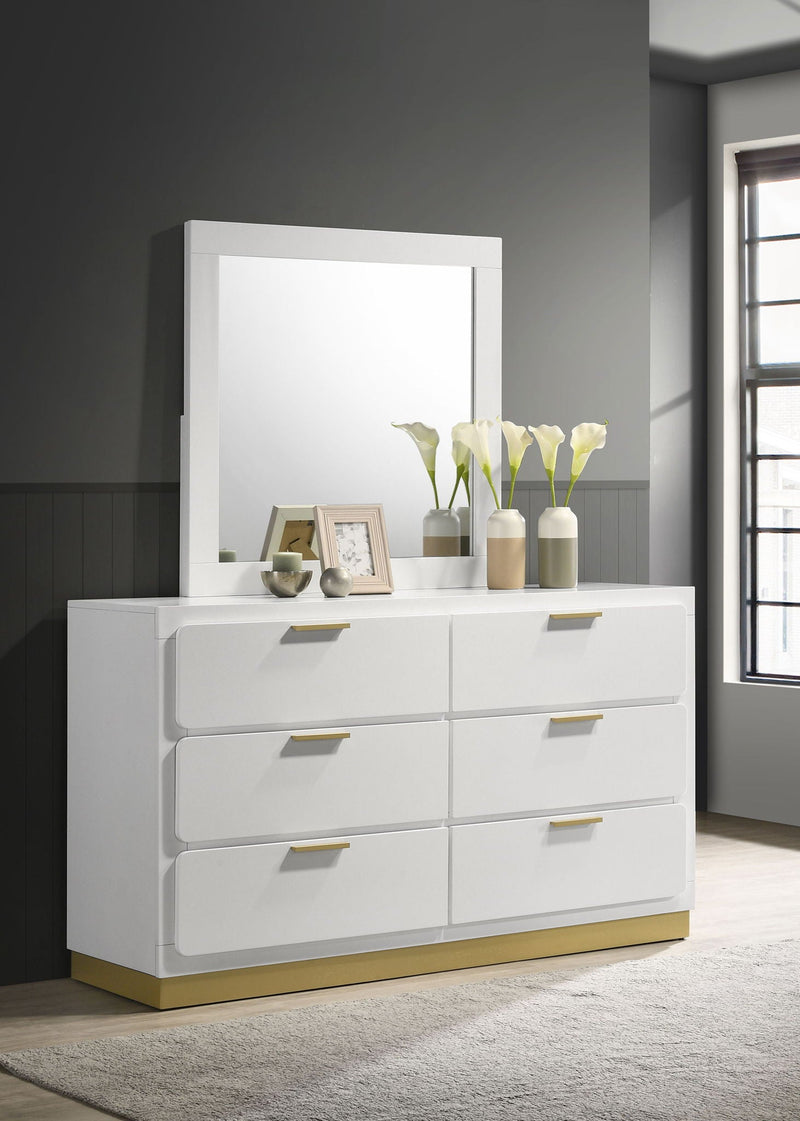 Caraway 6-drawer Dresser with Mirror White by Unique Piece Furniture