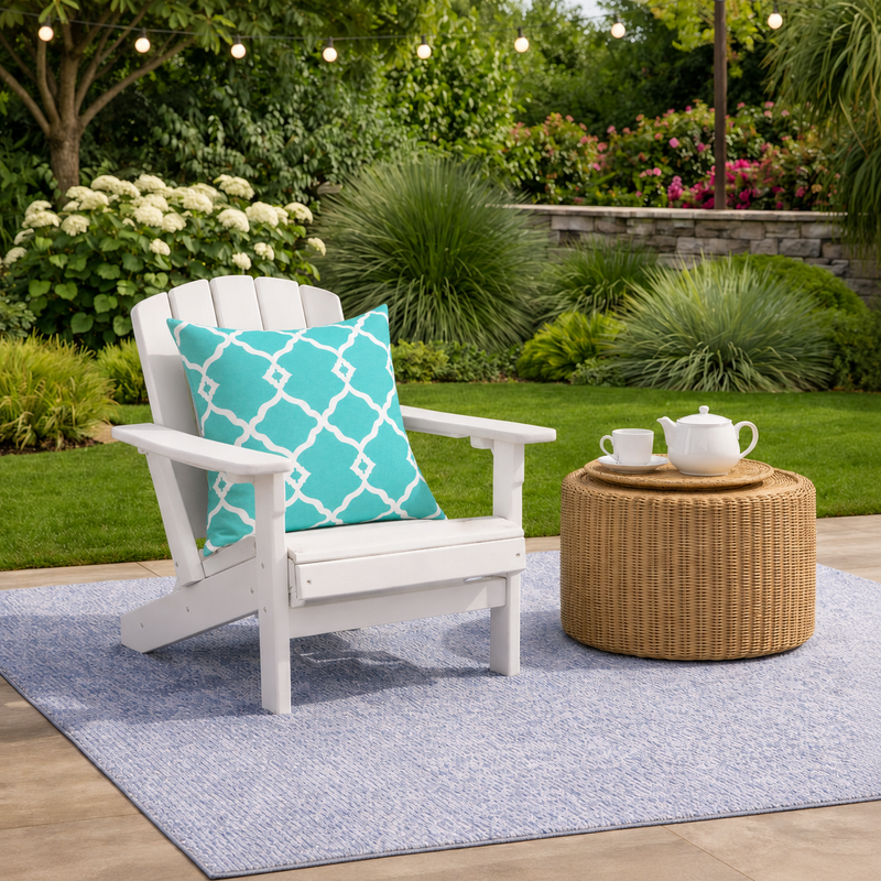 2 Pack Outdoor Pillow Covers in Aqua Moroccan, photo 4 of 10