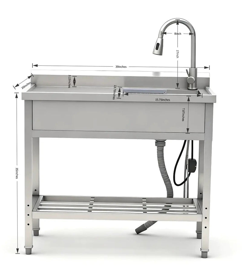 Stainless Steel Utility Sink, Freestanding Sink 2 by HouseOfZazla