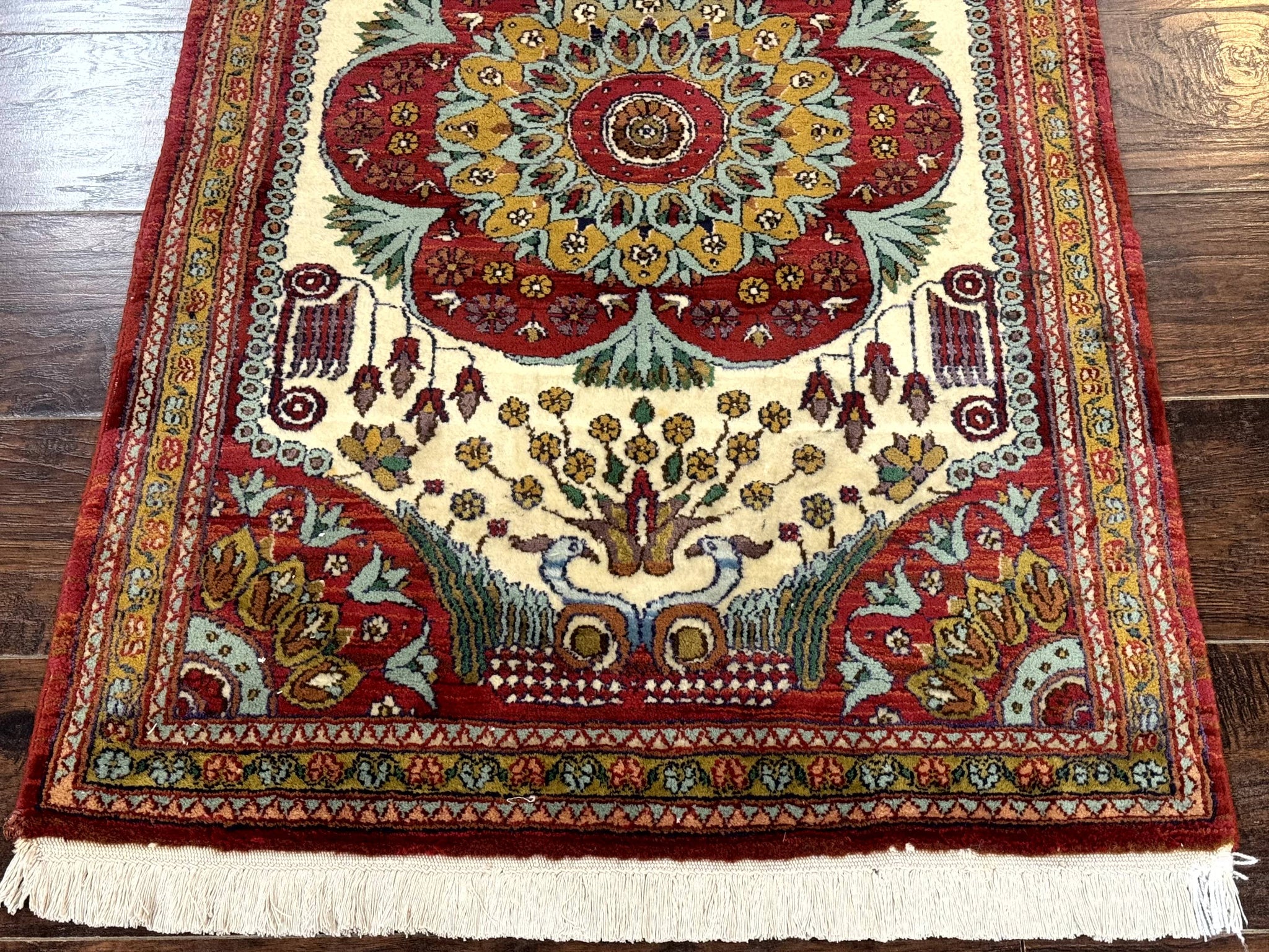 Persian Bijar Rug 2.6 x 4, Antique Carpet, Brick Red and Ivory by Jewel Rugs