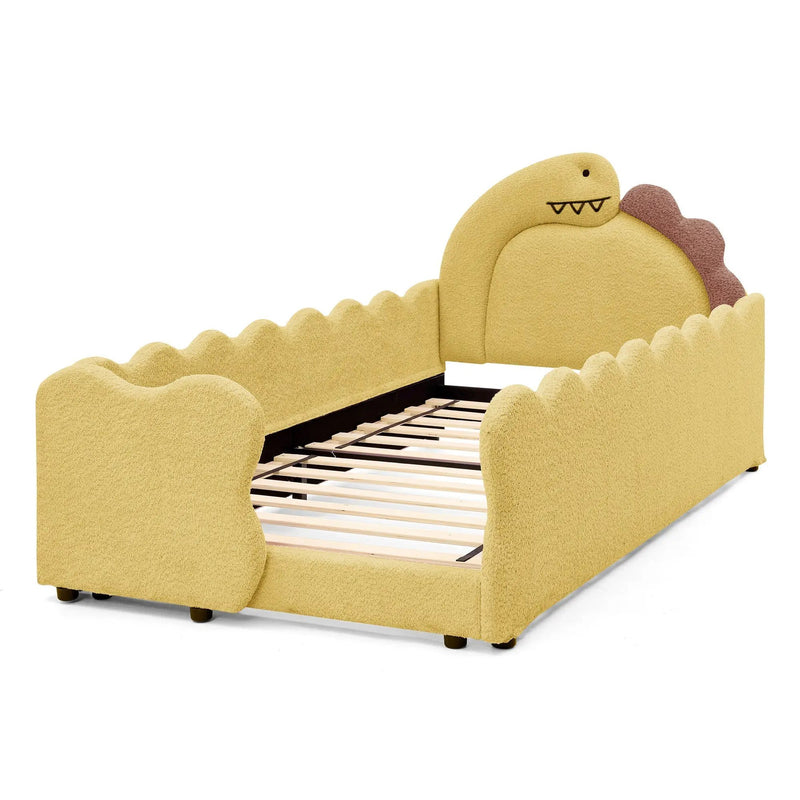 Twin Size Dinosaur-Shaped Kids Bed with Safety Guardrails by HouseOfZazla