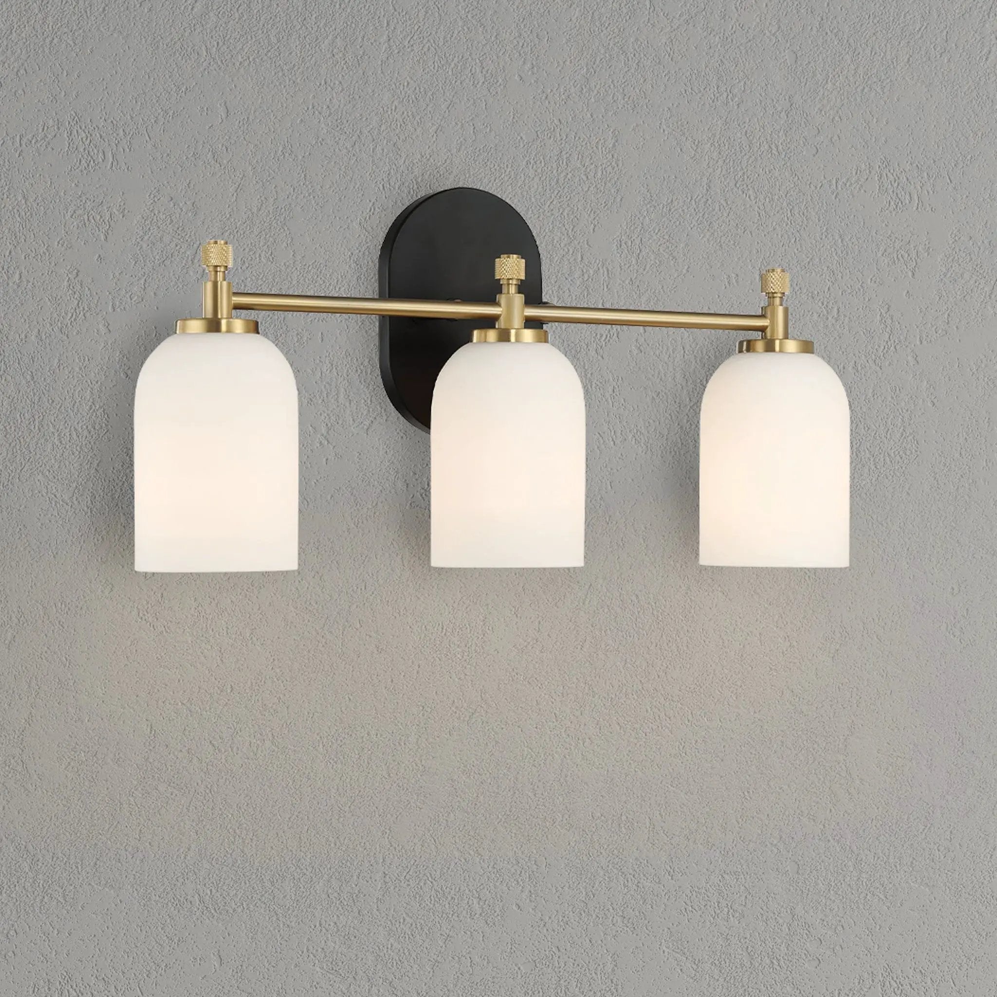 Meadows - 3 Lights Vanity Brush Bathroom Wall Light For Bathroom Over Mirror - Black / Gold / White by HouseOfZazla