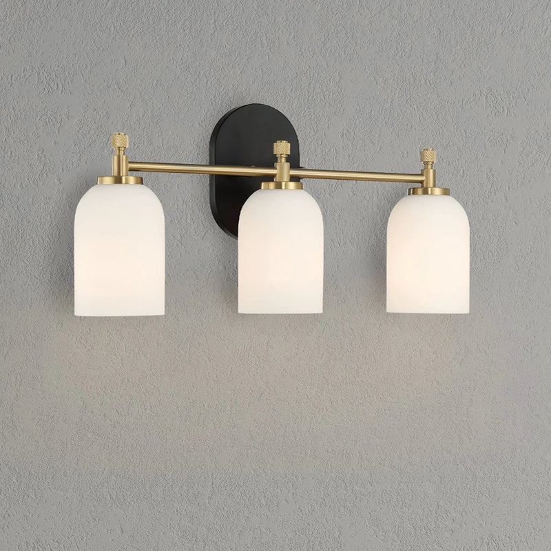 Meadows - 3 Lights Vanity Brush Bathroom Wall Light For Bathroom Over Mirror - Black / Gold / White by Unique Piece Furniture