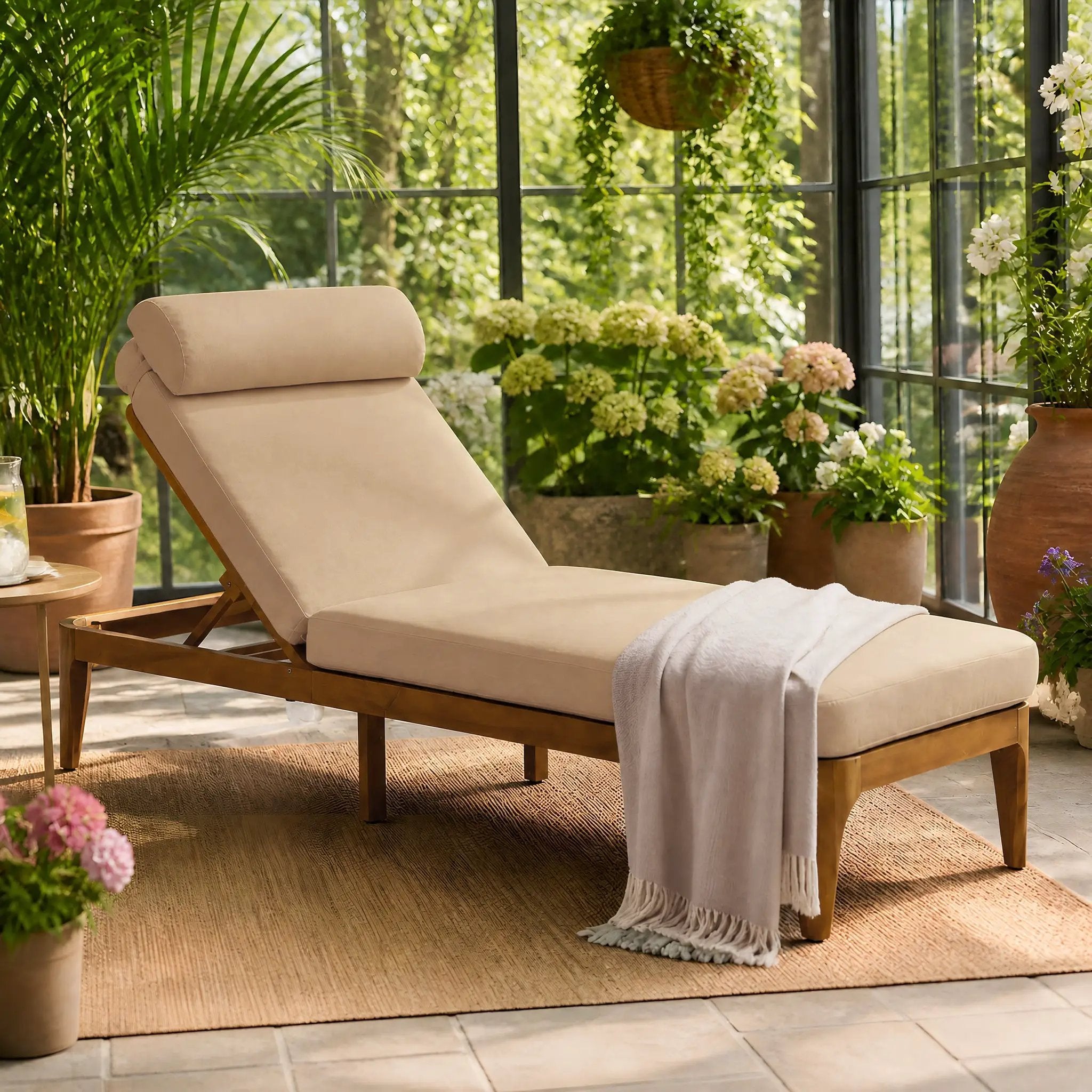 TOPMAX Acacia Wood Chaise Lounge Set of 2 by HouseOfZazla
