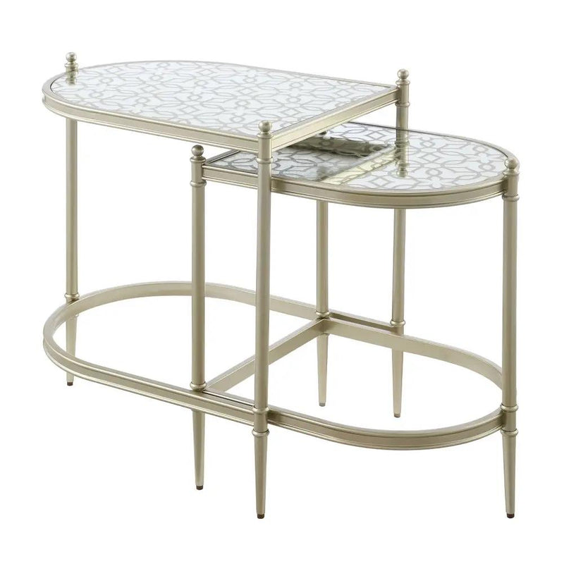 Zaba - Nesting Table - Glass Top & Silver by Unique Piece Furniture