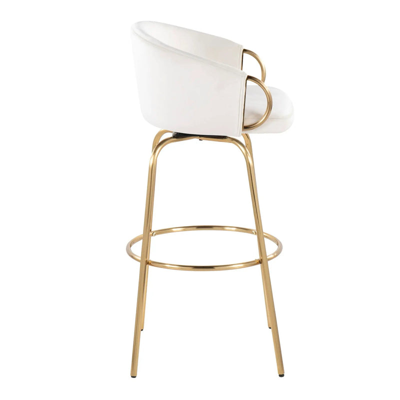 Claire - Contemporary / Glam Fixed Height Bar Stool (Set of 2) Round Footrest (Set of 2) by Unique Piece Furniture