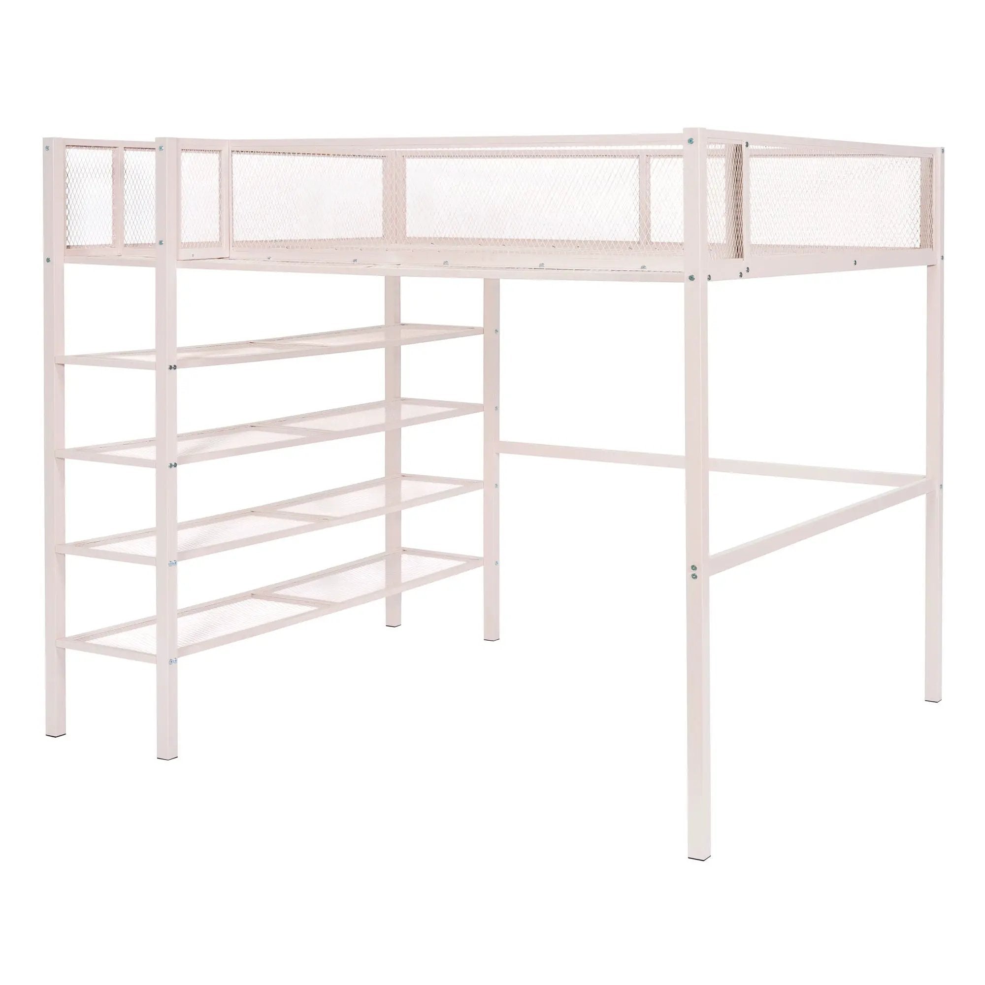 Loft Bed With 4 Tier Shelves And Storage by Unique Piece Furniture