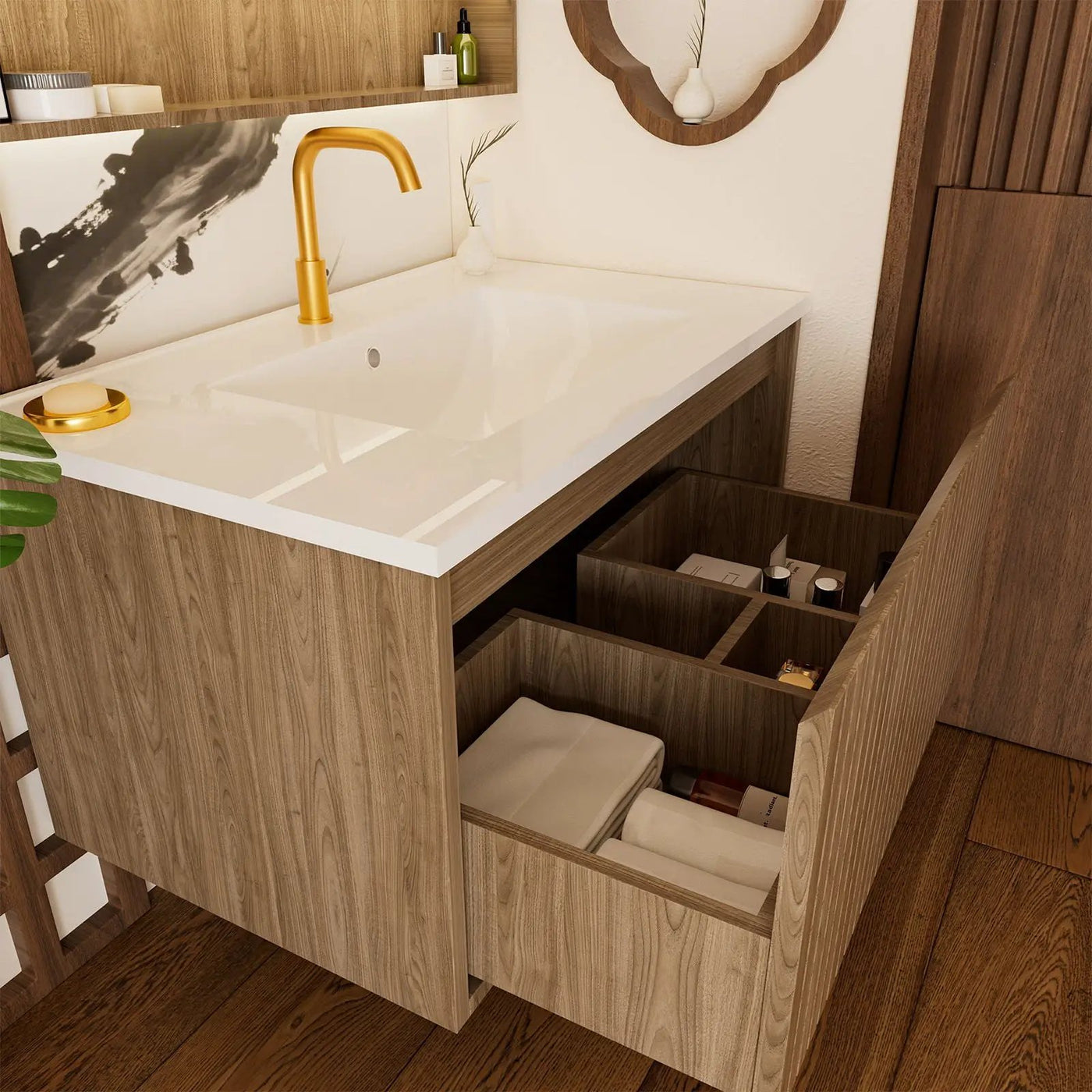 Wall Mounted Floating Bathroom Vanity With Sink And Drawers by HouseOfZazla