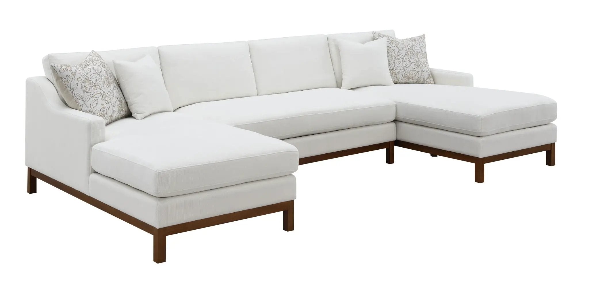 Valiant - Chenille Sectional Sofa With 4 Pillows - Ivory by Unique Piece Furniture