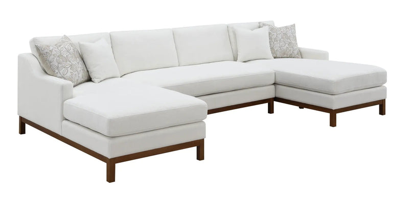Valiant - Chenille Sectional Sofa With 4 Pillows - Ivory by Unique Piece Furniture