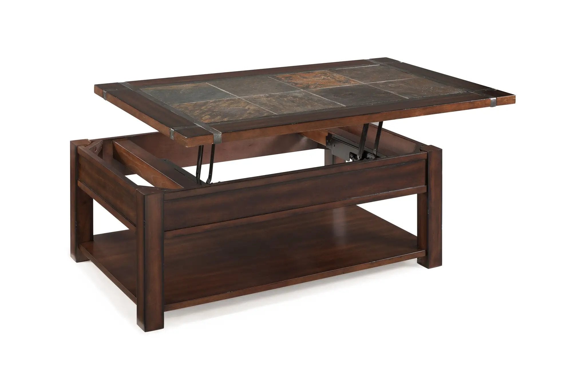 Roanoke - Rectangular Lift Top Cocktail Table (With Casters) - Cherry And Slate by Unique Piece Furniture