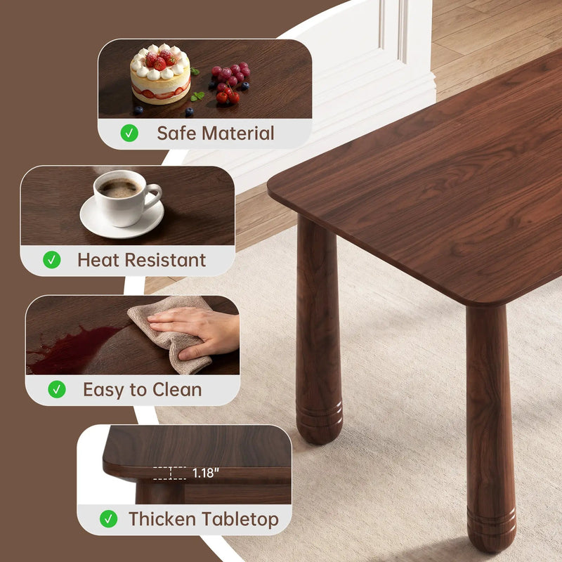 63" Solid Wood Dining Table Set with 4 Upholstered Chairs by HouseOfZazla